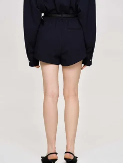 Clothing-Source Unknown High Rise Angled Shorts, Navy