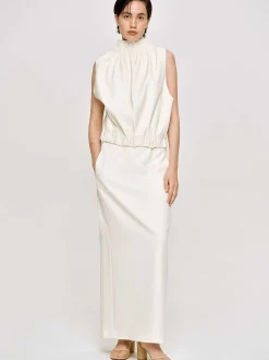 Bottoms-Source Unknown High Rise Fluid Skirt, Ivory