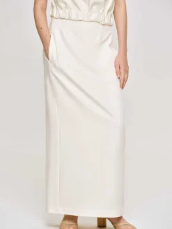 Bottoms-Source Unknown High Rise Fluid Skirt, Ivory