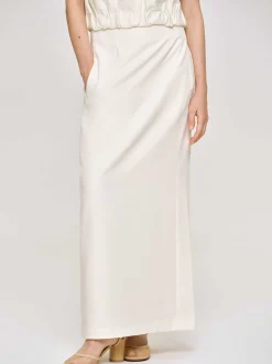 Bottoms-Source Unknown High Rise Fluid Skirt, Ivory