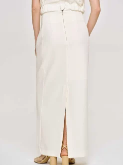 Bottoms-Source Unknown High Rise Fluid Skirt, Ivory