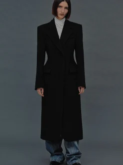 Clothing-Source Unknown Holin Hourglass Coat, Black