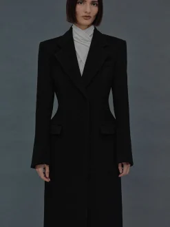 Outerwear-Source Unknown Holin Hourglass Coat, Black