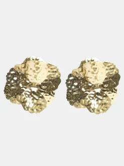 Clothing-Source Unknown Irregular Petal Earrings, Gold