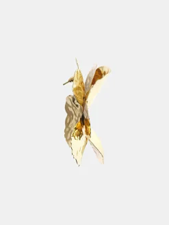 Clothing-Source Unknown Irregular Petal Earrings, Gold