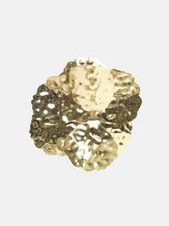 Accessories-Source Unknown Irregular Petal Earrings, Gold