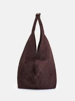 Clothing-Source Unknown Large Fortune Cookie Bag, Suede Brown