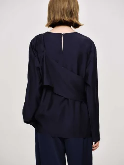 Clothing-Source Unknown Layered Blouse, Navy