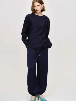 Clothing-Source Unknown Layered Blouse, Navy