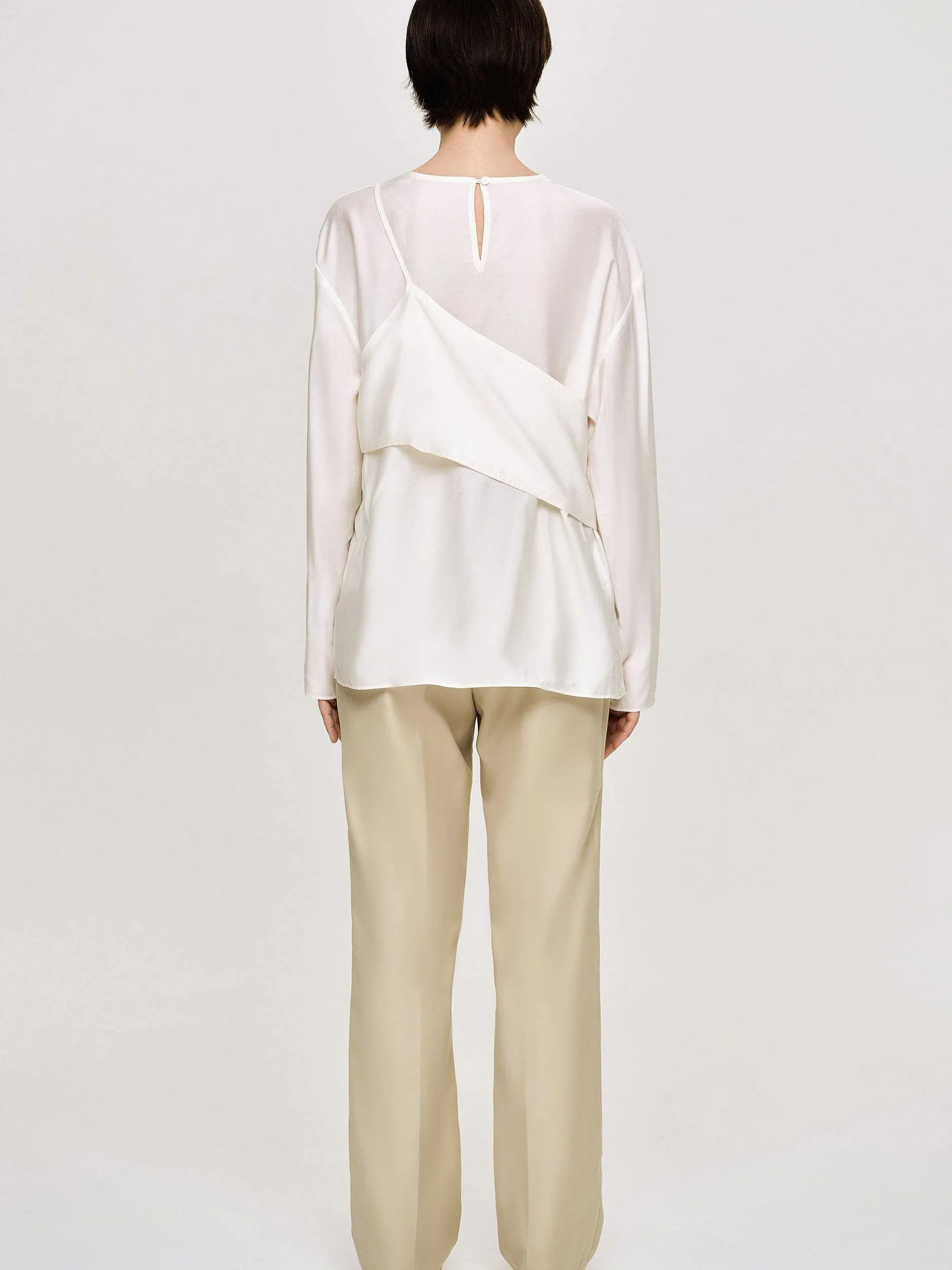 Clothing-Source Unknown Layered Bustier Blouse, Ivory