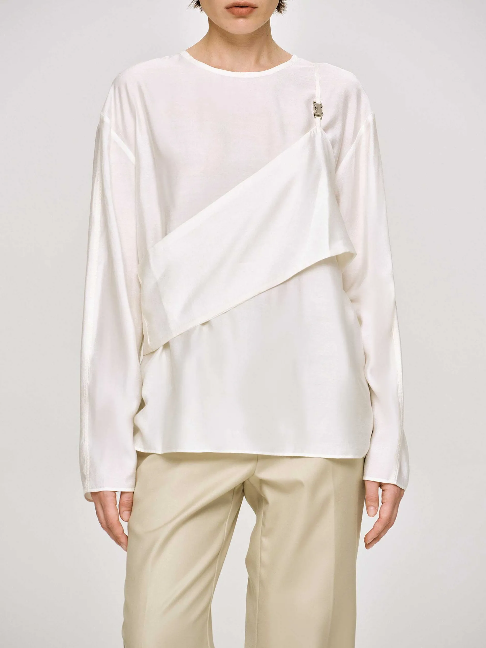 Clothing-Source Unknown Layered Bustier Blouse, Ivory