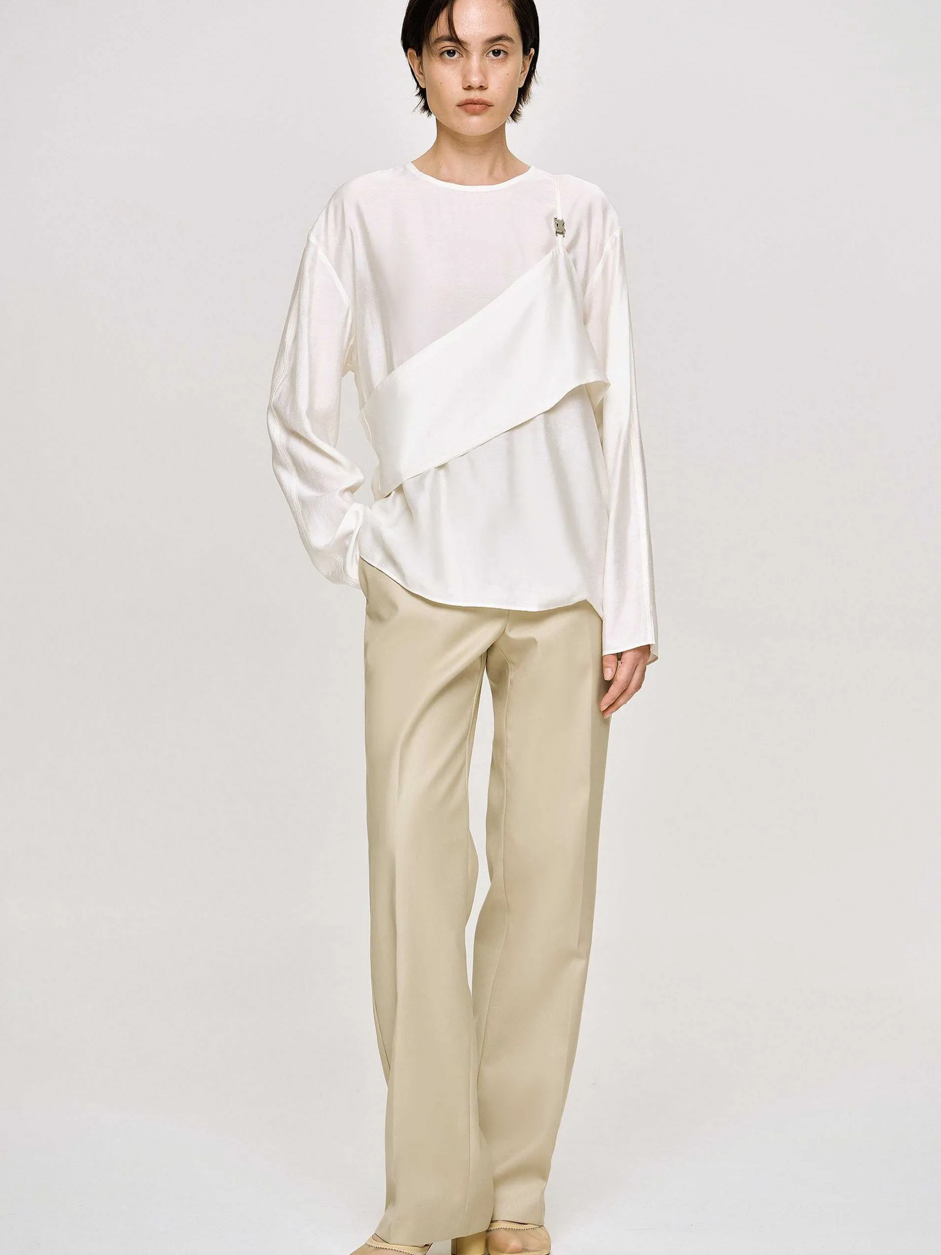 Clothing-Source Unknown Layered Bustier Blouse, Ivory