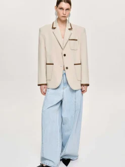 Co-Ords-Source Unknown Leather-Trimmed Blazer, Canvas