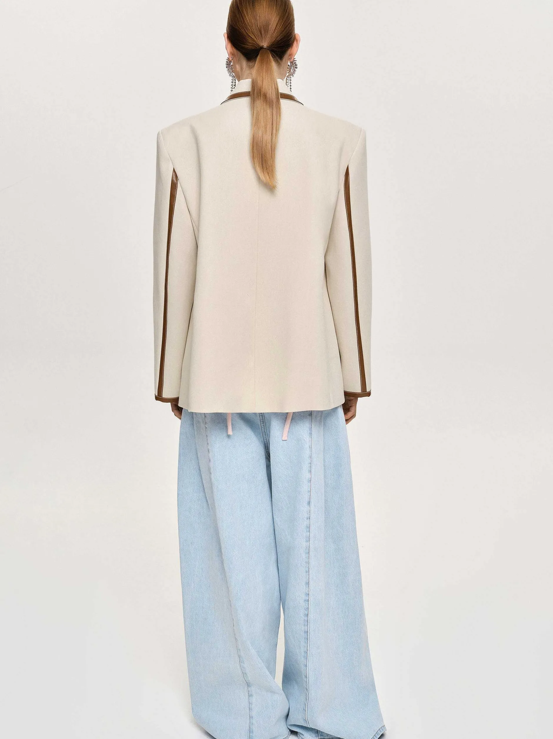 Co-Ords-Source Unknown Leather-Trimmed Blazer, Canvas
