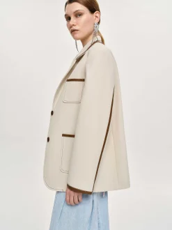 Co-Ords-Source Unknown Leather-Trimmed Blazer, Canvas