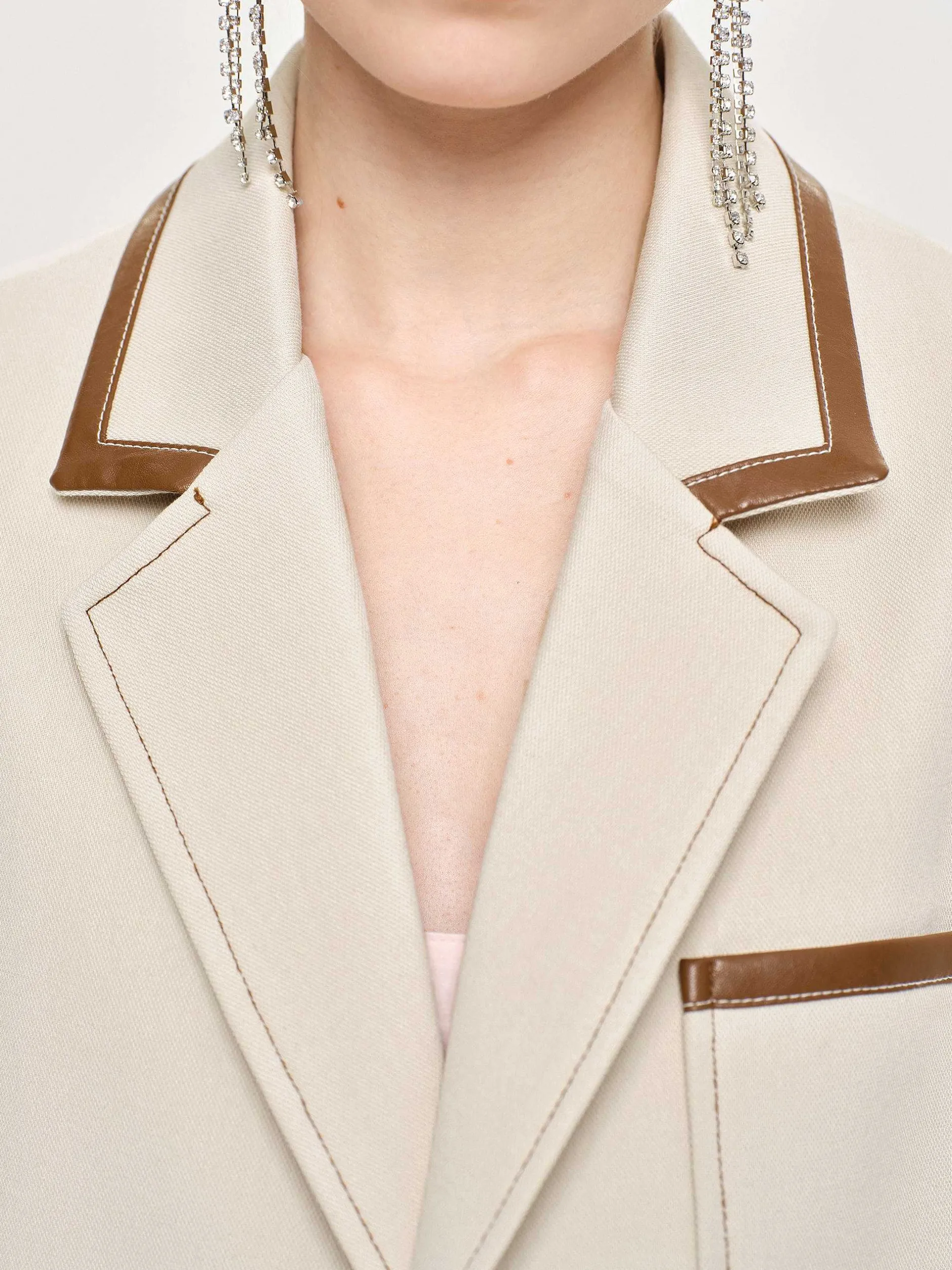 Co-Ords-Source Unknown Leather-Trimmed Blazer, Canvas