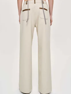 Bottoms-Source Unknown Leather-Trimmed Pants, Canvas