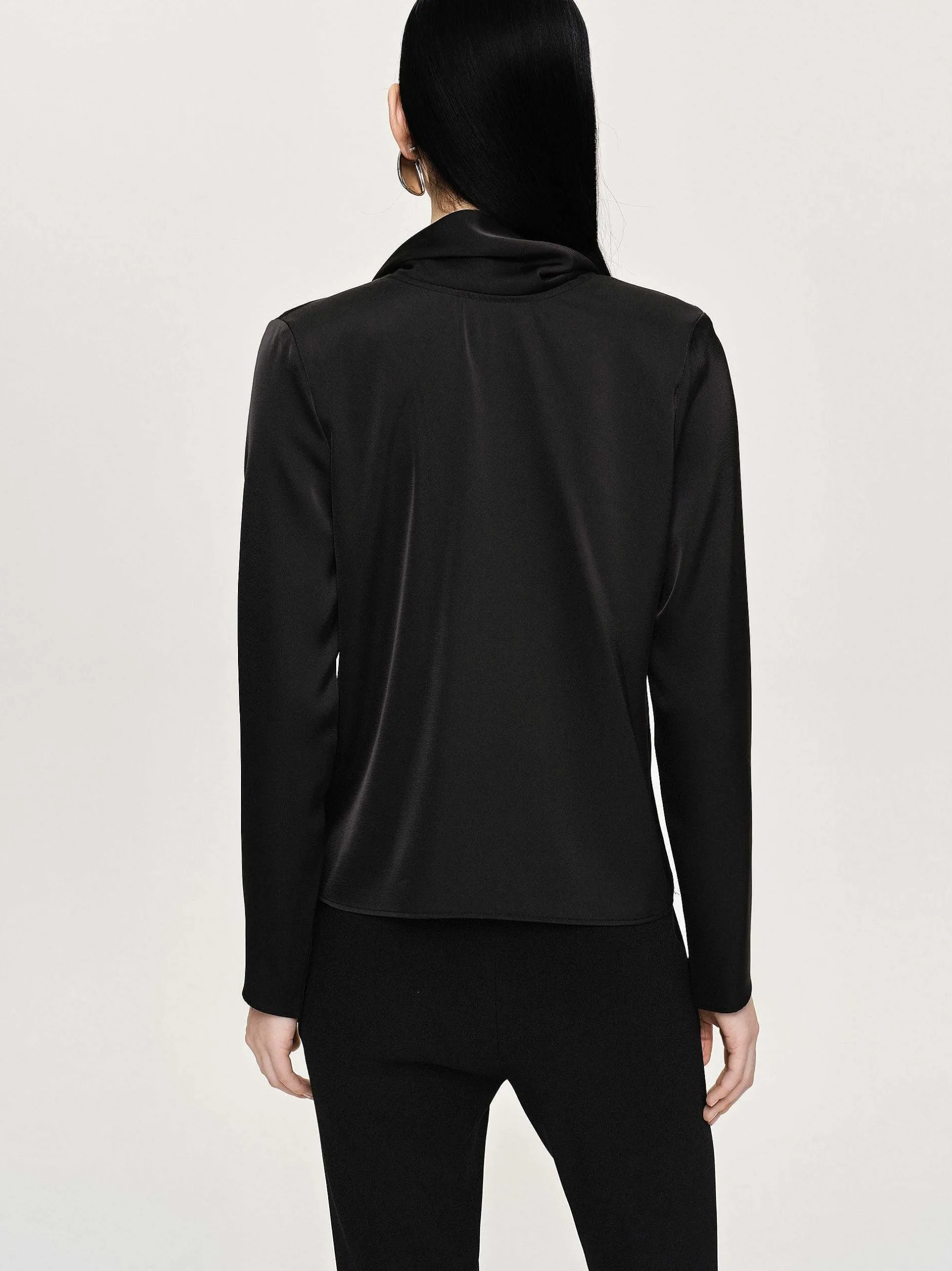 Tops-Source Unknown Leiva Cowl-Back Blouse, Black