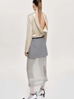 Tops-Source Unknown Leiva Cowl-Back Blouse, Parchment