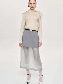 Clothing-Source Unknown Leiva Cowl-Back Blouse, Parchment