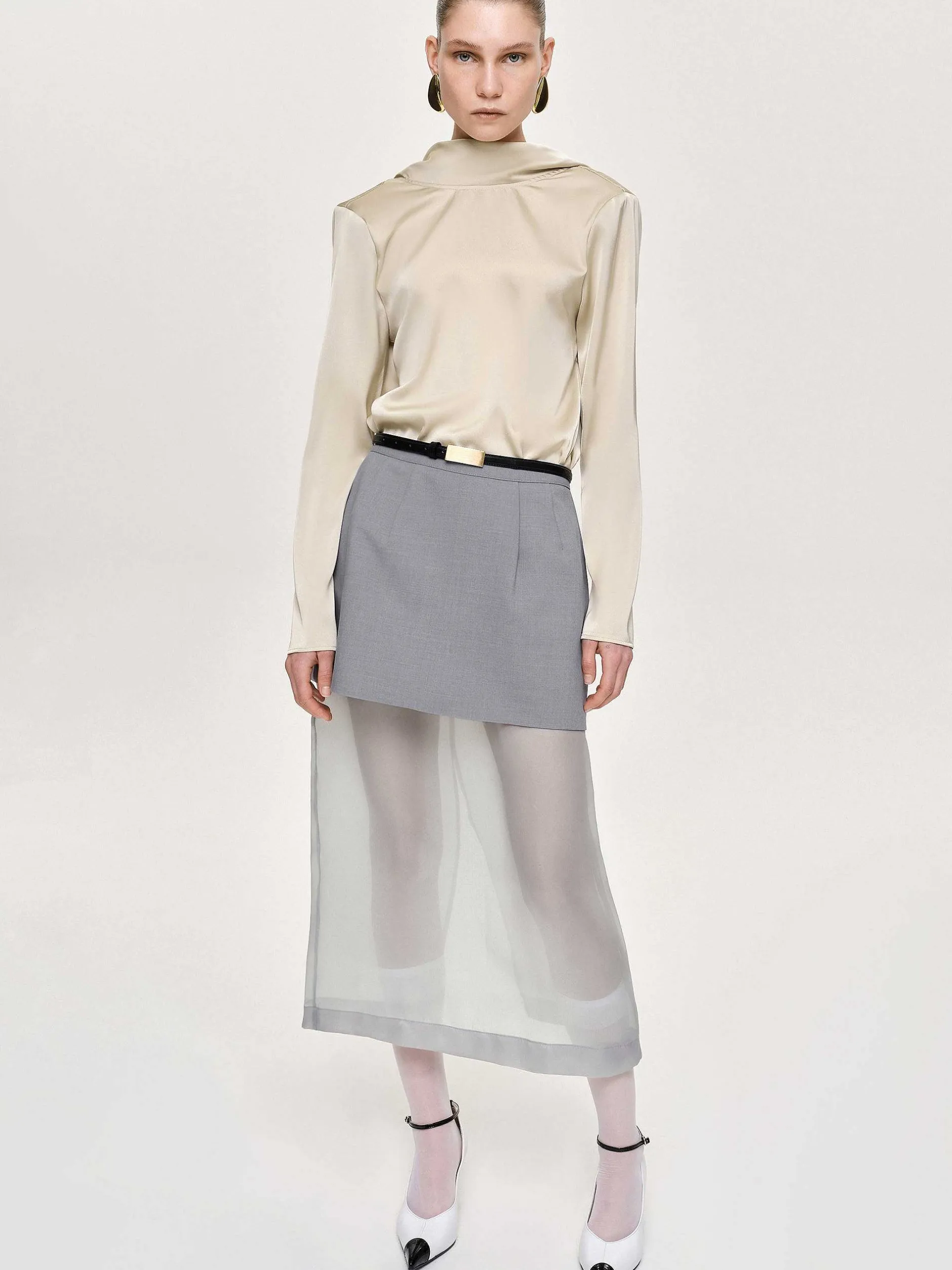Clothing-Source Unknown Leiva Cowl-Back Blouse, Parchment