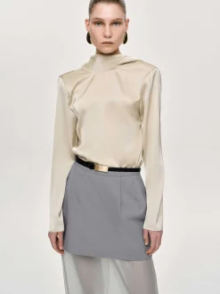 Clothing-Source Unknown Leiva Cowl-Back Blouse, Parchment