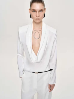 Clothing-Source Unknown Leiva Cowl-Back Blouse, White