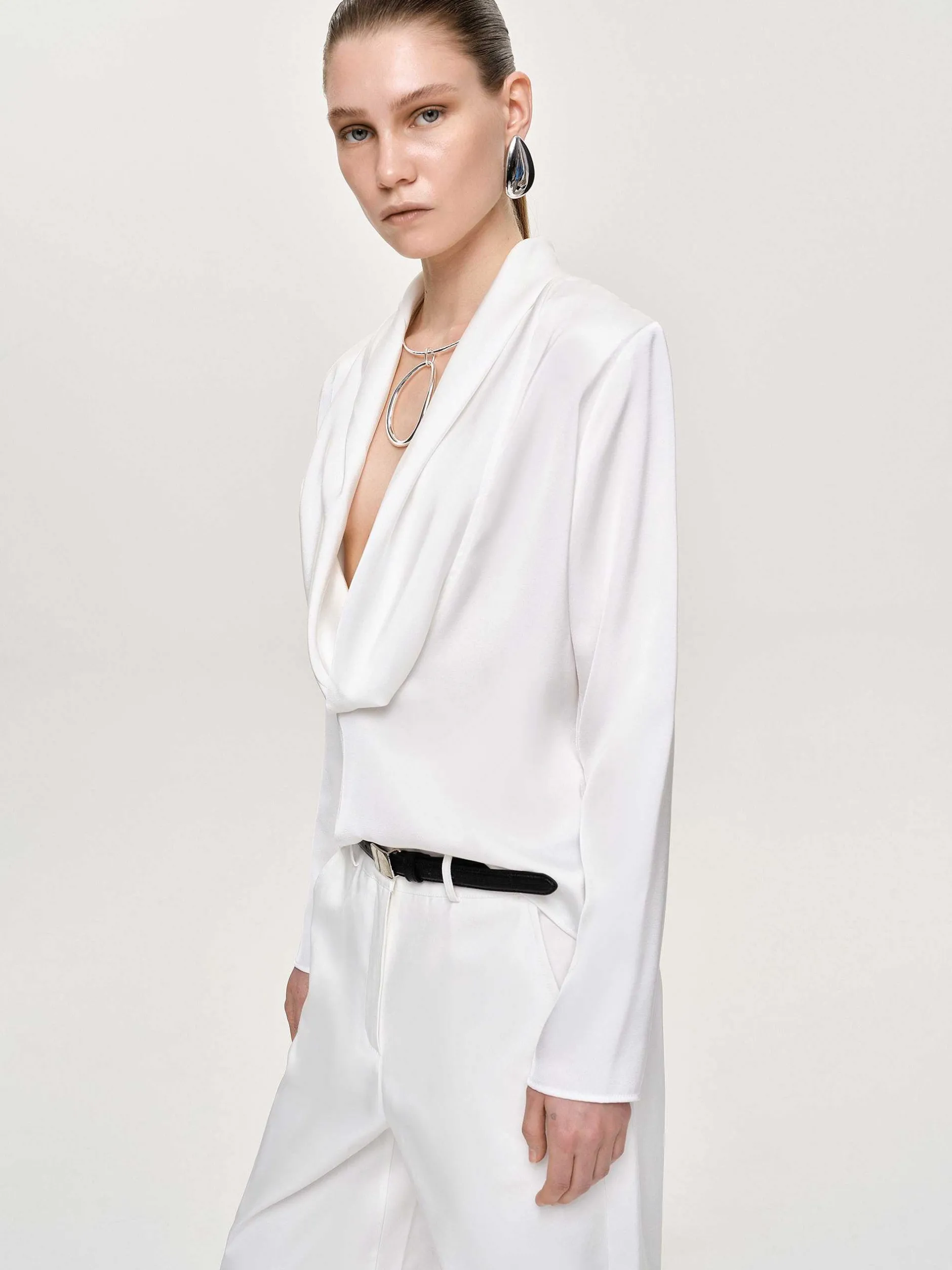 Clothing-Source Unknown Leiva Cowl-Back Blouse, White