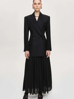 Clothing-Source Unknown Leonara Double Breasted Cinch Blazer, Black