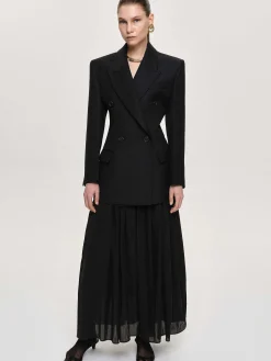 Clothing-Source Unknown Leonara Double Breasted Cinch Blazer, Black