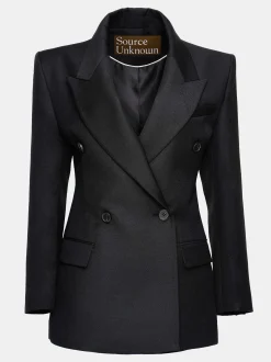 Clothing-Source Unknown Leonara Double Breasted Cinch Blazer, Black