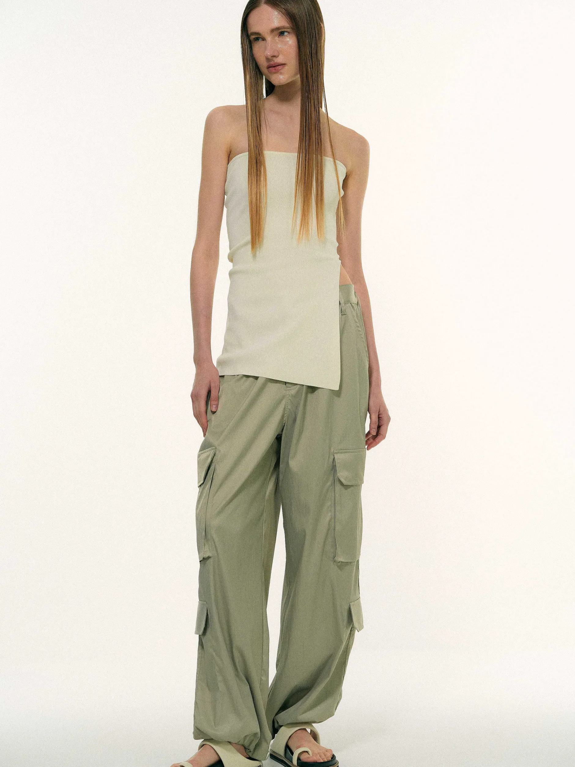 Accessories-Source Unknown Long Split Bandeau, Powder