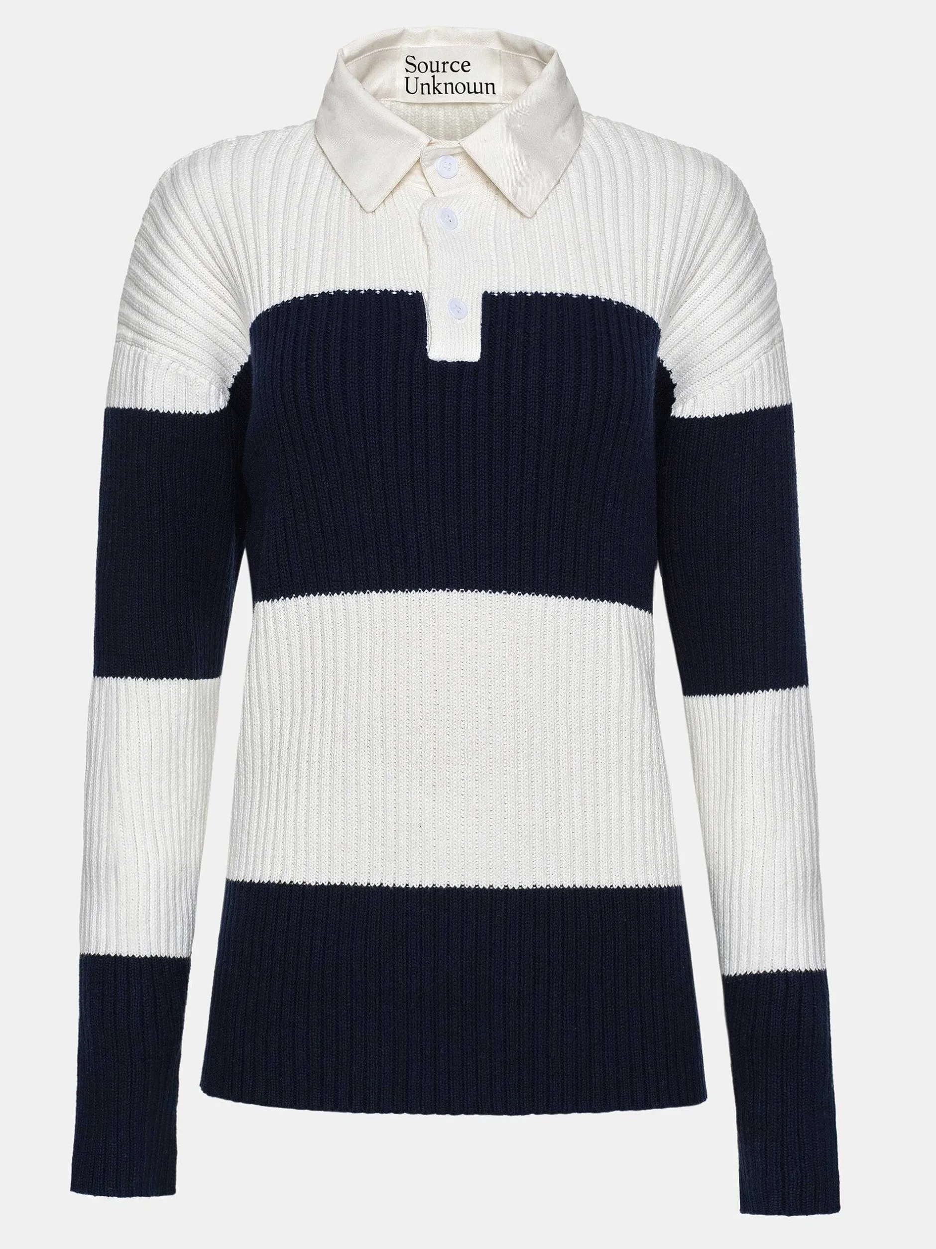 Accessories-Source Unknown Matias Oversized Knit Polo, Navy