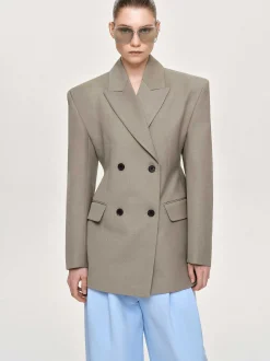 Clothing-Source Unknown Messi Double Breasted Blazer, Dune