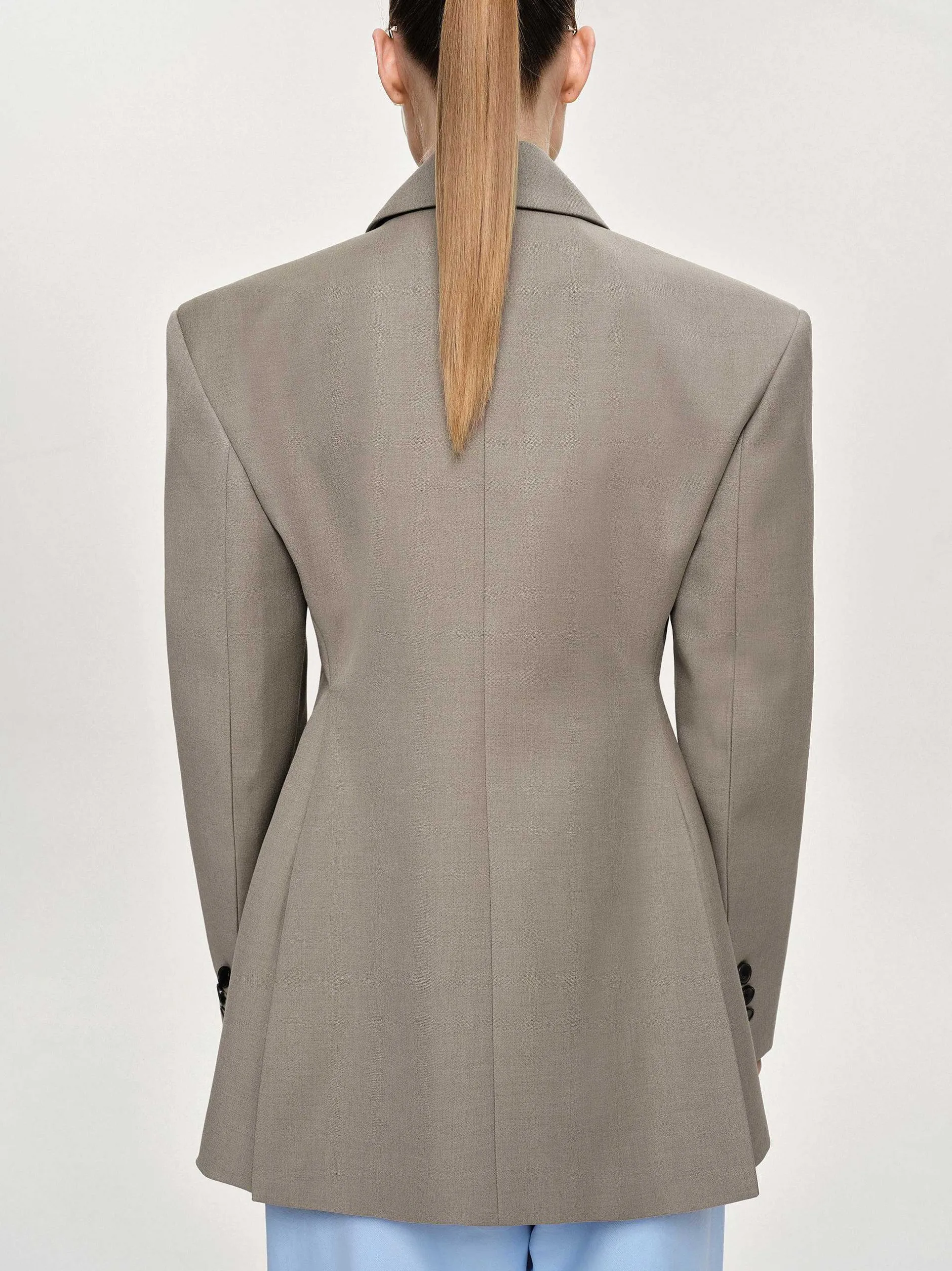 Outerwear-Source Unknown Messi Double Breasted Blazer, Dune