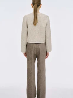 Clothing-Source Unknown Mogador Shearing Wool Cardigan, Beige Melange