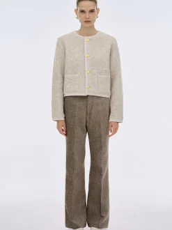 Knitwear-Source Unknown Mogador Shearing Wool Cardigan, Beige Melange