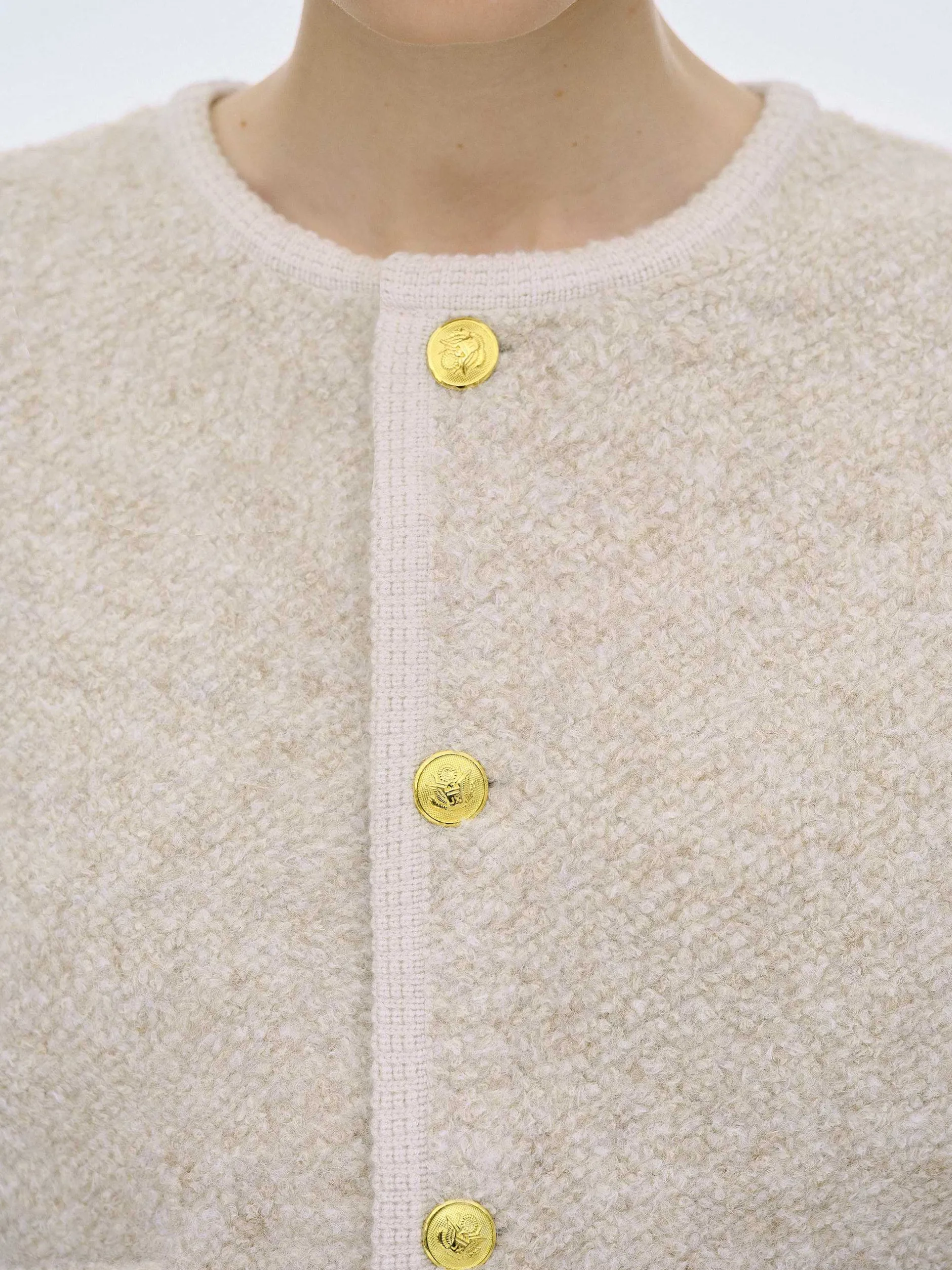 Knitwear-Source Unknown Mogador Shearing Wool Cardigan, Beige Melange