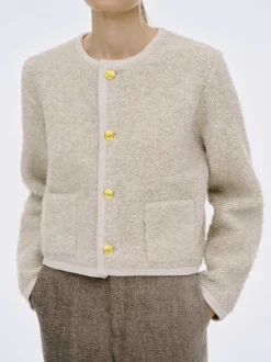 Knitwear-Source Unknown Mogador Shearing Wool Cardigan, Beige Melange