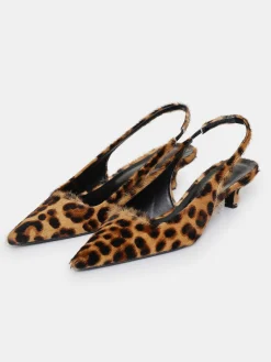 Shoes & Bags-Source Unknown Nalita Cow-Hair Slingback Pumps, Leo Brown