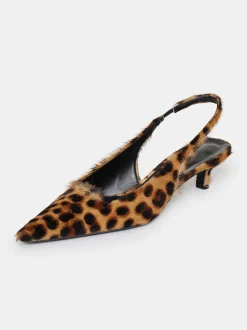 Shoes & Bags-Source Unknown Nalita Cow-Hair Slingback Pumps, Leo Brown