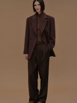 Clothing-Source Unknown Nangy Double Breasted Cinched Blazer, Pecan
