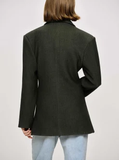 Clothing-Source Unknown Nangy Double Breasted Cinched Blazer, Charcoal Grey