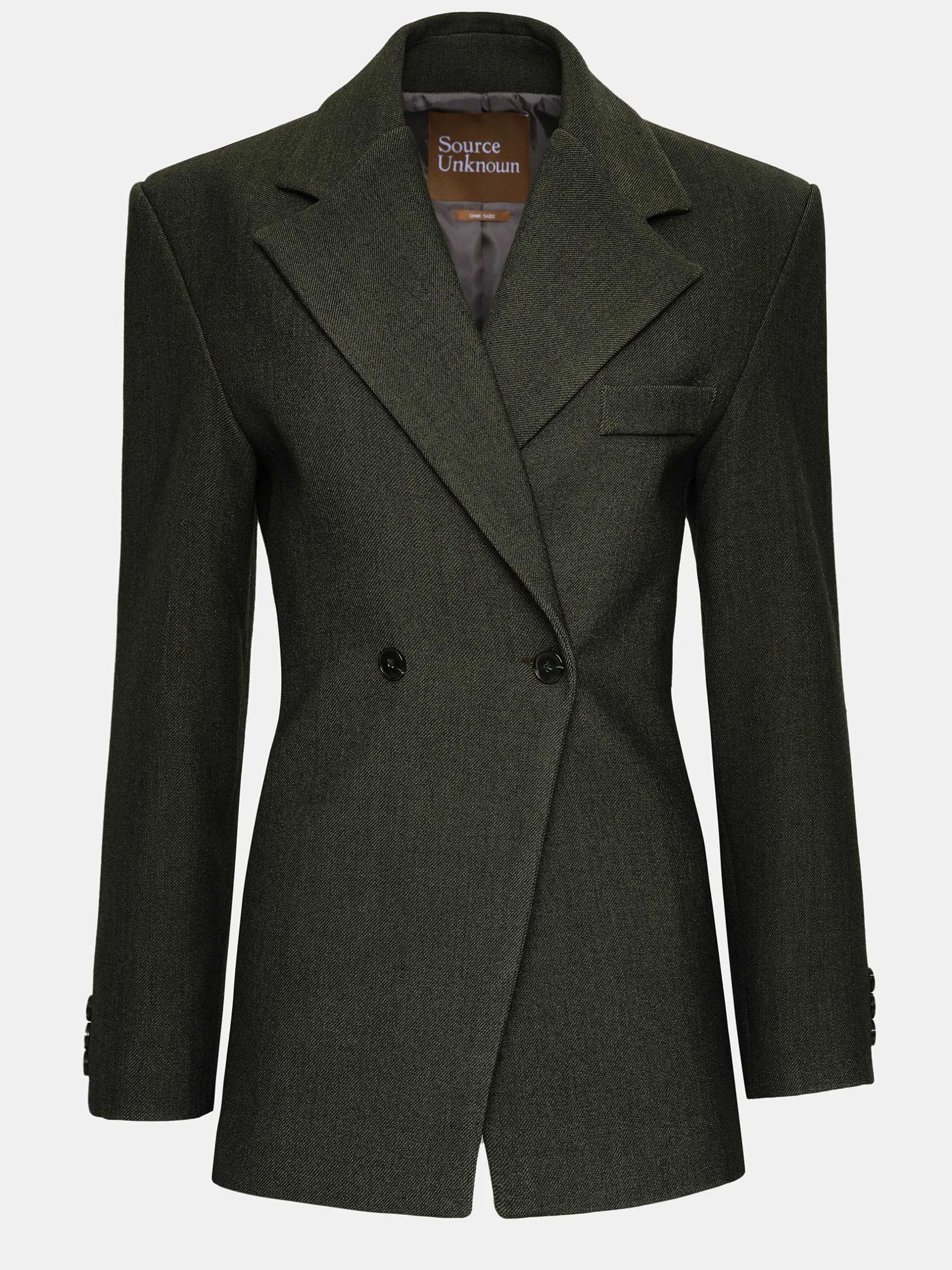 Clothing-Source Unknown Nangy Double Breasted Cinched Blazer, Charcoal Grey