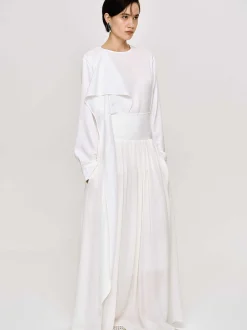 Tops-Source Unknown Notte Draped Scarf Blouse, White