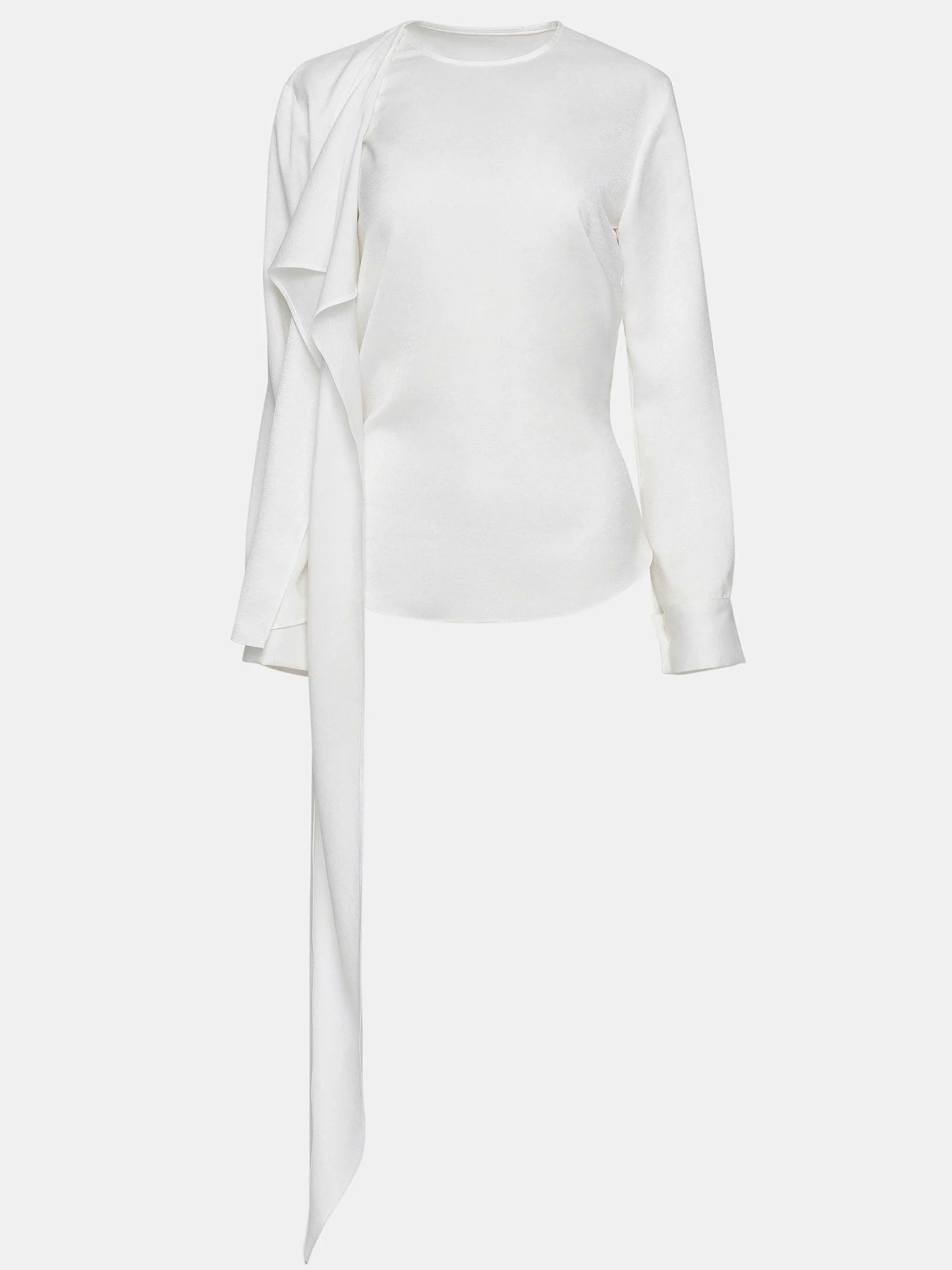 Clothing-Source Unknown Notte Draped Scarf Blouse, White