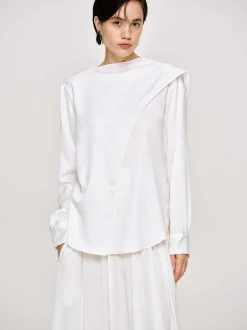 Clothing-Source Unknown Notte Draped Scarf Blouse, White