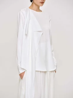 Clothing-Source Unknown Notte Draped Scarf Blouse, White
