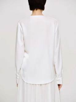 Clothing-Source Unknown Notte Draped Scarf Blouse, White