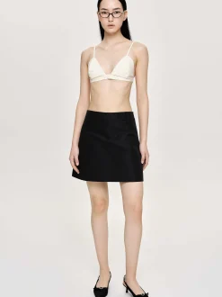 Bottoms-Source Unknown Nylon Suit Miniskirt, Black